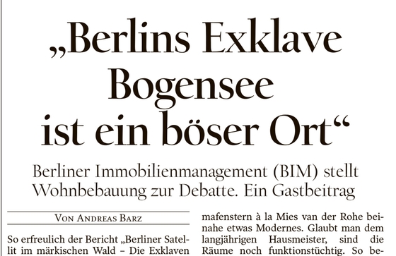 Zeitungsartikel über Täterort Bogensee